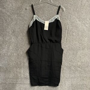 BCBGeneration Slip Dress Sz 12 Mini Whimsigoth Dark Fairy Lace Y2K Formal Party